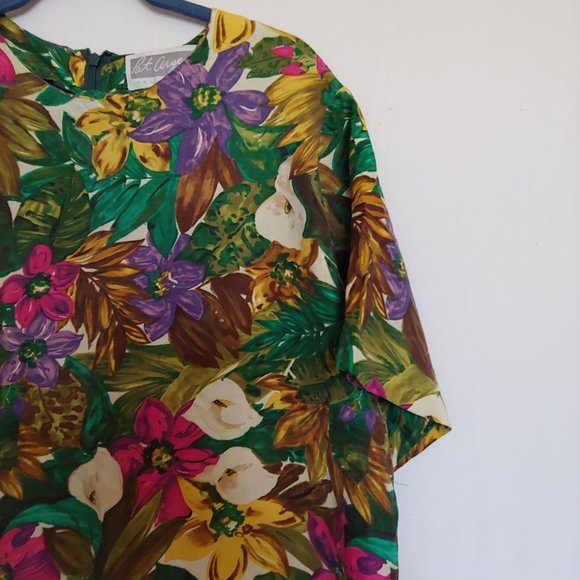 Pat Argent Collection 100% Silk hawaiin print midi short sleeve size 10 - Picture 3 of 12